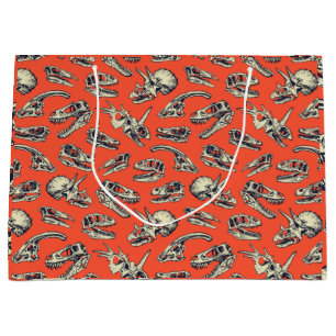Orange & Navy Dinosaur Skulls Large Gift Bag