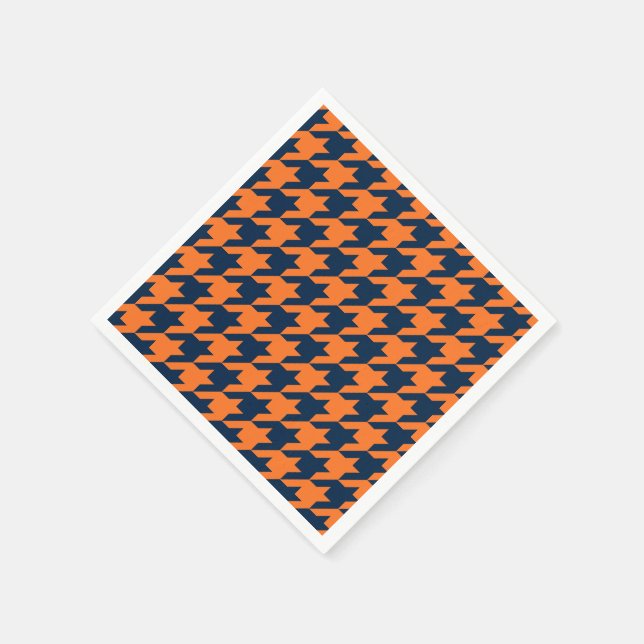 Orange/Navy Houndstooth Napkin (Corner)
