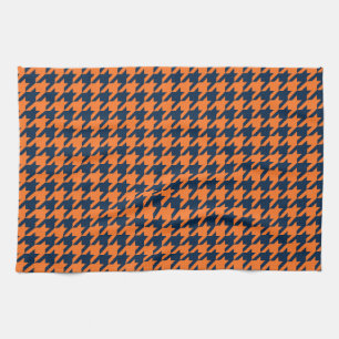 Orange/Navy Houndstooth Tea Towel