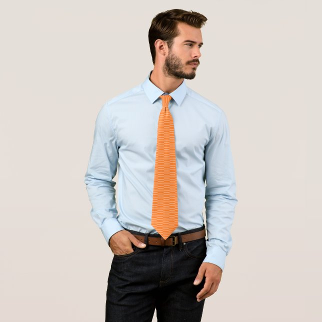Orange Neck Tie With Abstract Peach Colour Design  (In Situ)