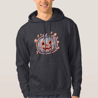Orange Neon Disco Pumpkin Pullover Adult Hoodie