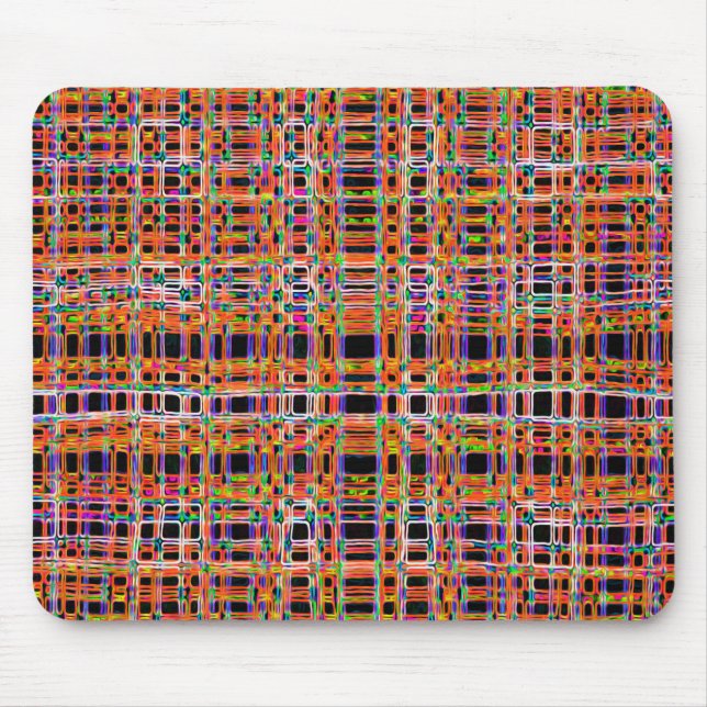 Orange neon lines pattern mouse mat (Front)