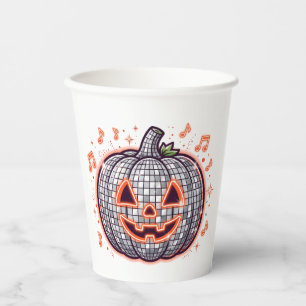 Orange Neon Pumpkin Paper Cups 