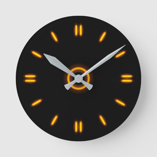 Orange Neon Round Clock (Front)