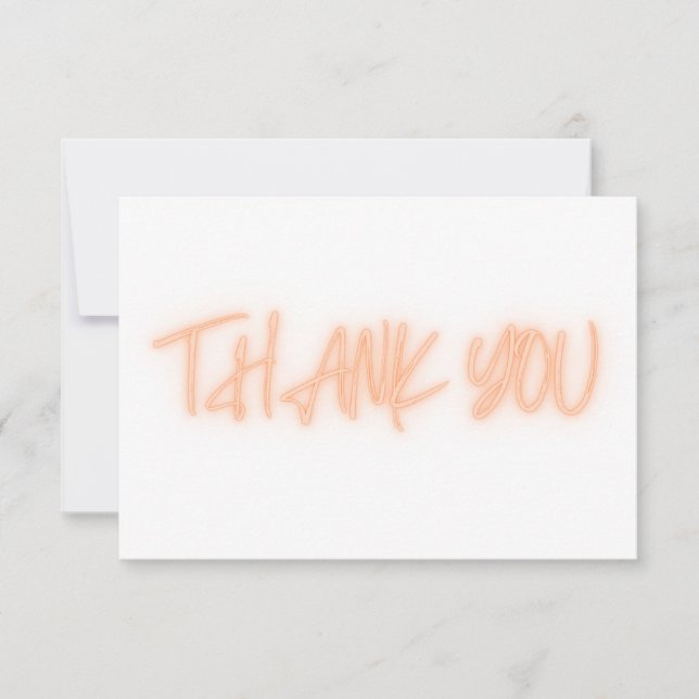 Orange Neon Thank You Trendy Card (Front)