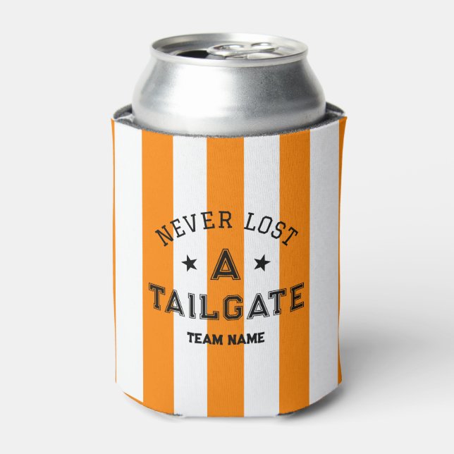 Orange Never Lost A Tailgate Custom Team Game Day  Can Cooler (Can Front)