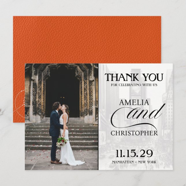Orange New York City Passport Thank You Card (Front/Back)