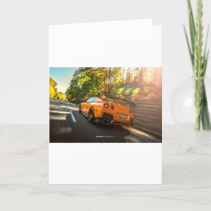 Orange Nissan GT-R Ripping through Seattle streets Card