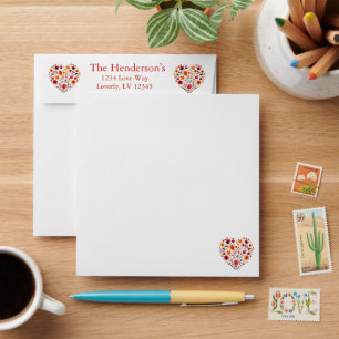 Orange Nordic Scandinavian Heart Valentines  Envelope