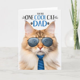 Orange Norwegian Forest Father's Day One Cool Cat Holiday Card