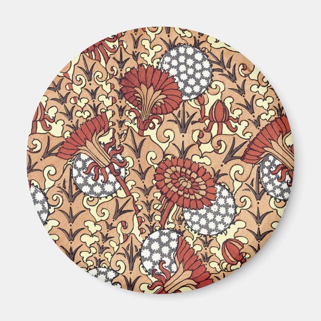 Orange Nouveau Floral Magnet (Front)