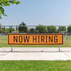 Orange Now Hiring Sign Banner