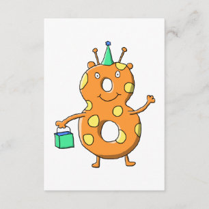 Orange number 8 monster for 8th Birthday. Invitation
