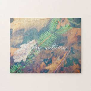 Orange oak leaves under the water jigsaw puzzle