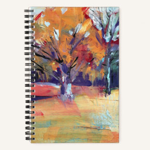 Orange Oak Tree Abstract Landscape Notebook