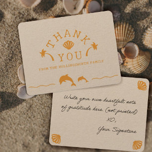 Orange Ocean Scene Personalised Thank You Card