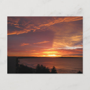 Orange Ocean Sunset Photography Postcard