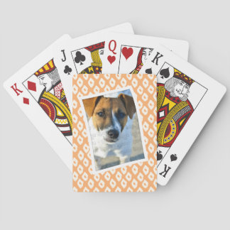 Orange Ocelot Pattern Custom Photo Frame Playing Cards