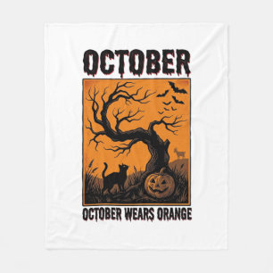 Orange October Halloween Vintage Spooky Shirt Desi Fleece Blanket