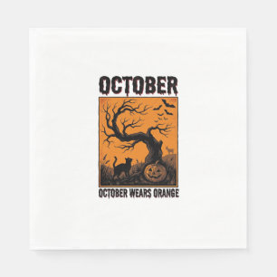 Orange October Halloween Vintage Spooky Shirt Desi Napkin