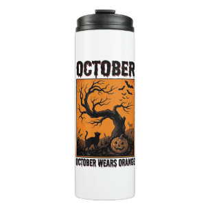 Orange October Halloween Vintage Spooky Shirt Desi Thermal Tumbler