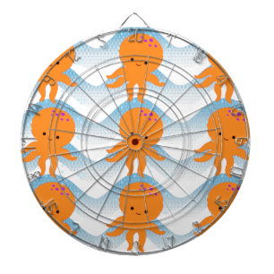 Orange Octopus And Blue Waves Pattern Dartboard
