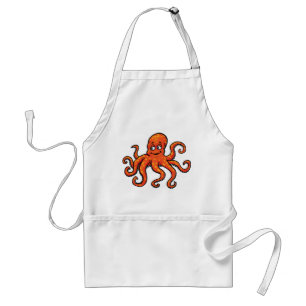 Orange Octopus Cartoon Ocean Sea Creature Standard Apron