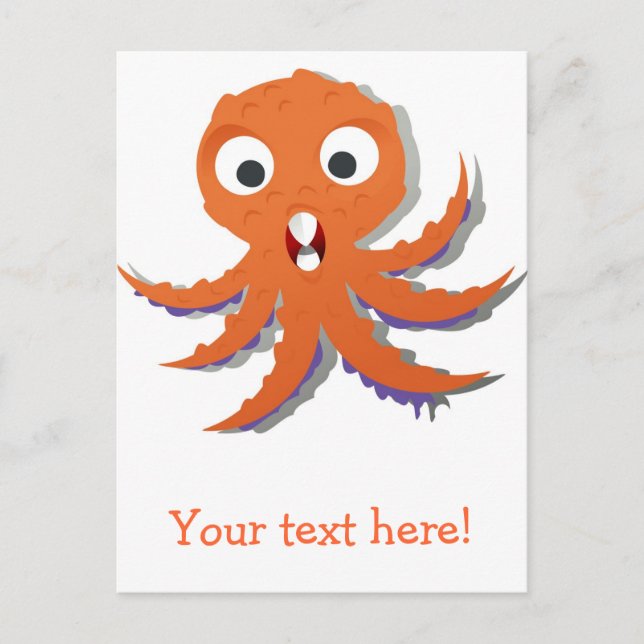 Orange octopus cartoon postcard (Front)