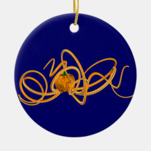 Orange Octopus Ceramic Tree Decoration