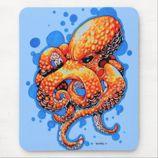 orange octopus - mouse mat