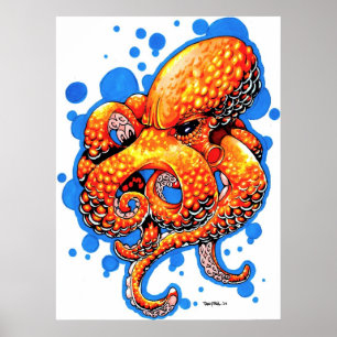 orange octopus poster