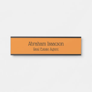 Orange Office Door Sign Real Estate Agent Modern