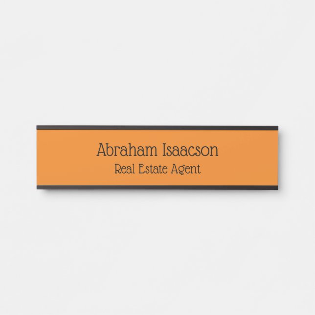 Orange Office Door Sign Real Estate Agent Modern (Front)