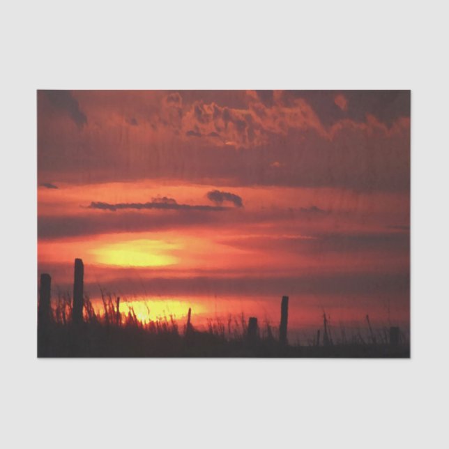 Orange Oklahoma Sunrise on the Plains Tissue Paper (Front)