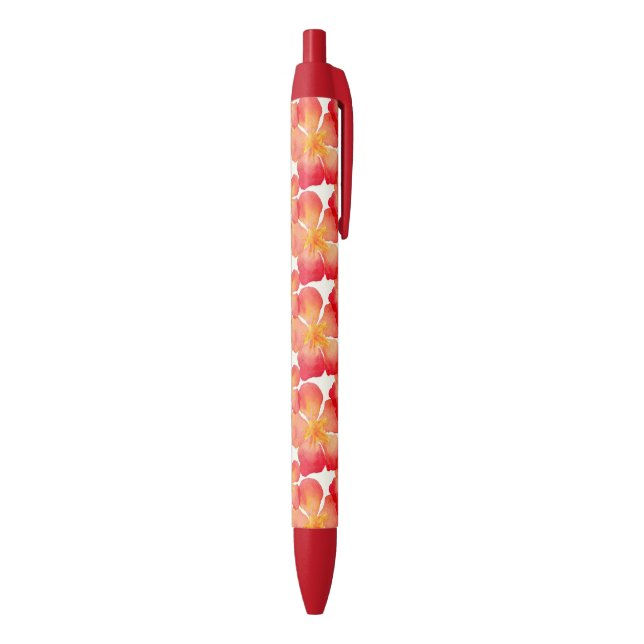 Orange Oleander Floral Pattern Black Ink Pen (Bottom (Vertical))