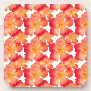 Orange Oleander Floral Pattern Coaster