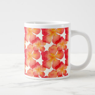 Orange Oleander Floral Pattern Large Coffee Mug