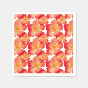 Orange Oleander Floral Pattern Napkin