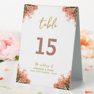 Orange Oleander Flower Wedding Table Number