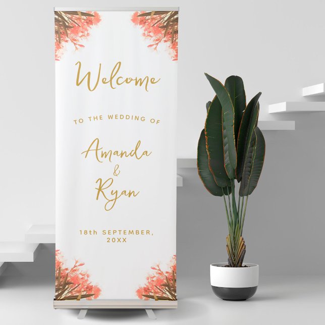 Orange Oleander Flower Wedding Welcome Retractable Banner (Creator Uploaded)