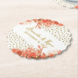 Orange Oleander Flowers Floral Beach Wedding  Paper Coaster