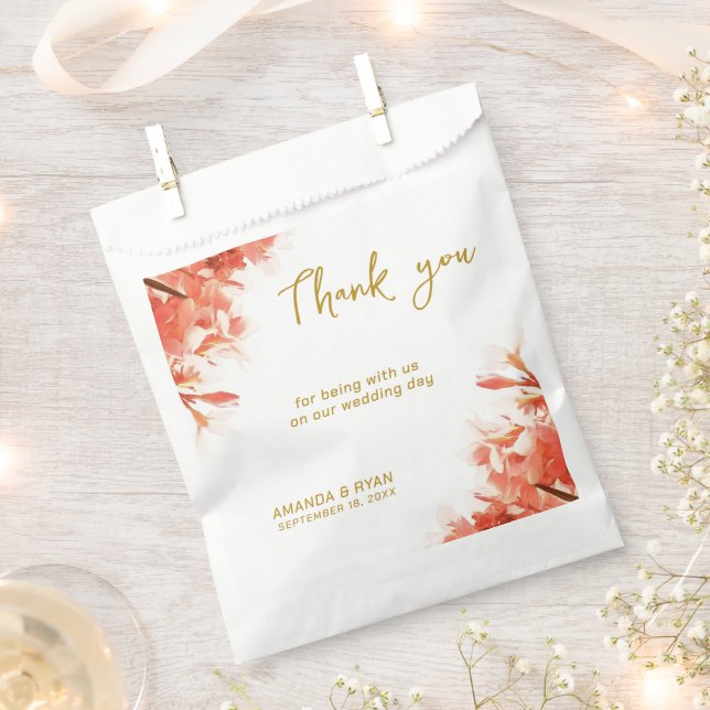 Orange Oleander Flowers Floral Wedding Thank you Favour Bags (Clipped)