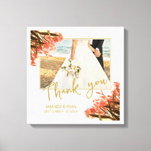 Orange Oleander Flowers Photo Thank you Wedding Canvas Print