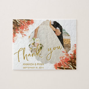 Orange Oleander Flowers Photo Thank you Wedding Jigsaw Puzzle