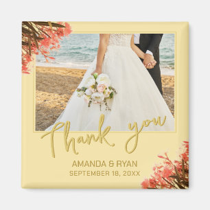 Orange Oleander Flowers Photo Thank you Wedding Magnet