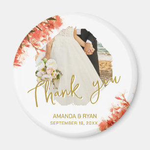 Orange Oleander Flowers Photo Thank you Wedding  Magnet