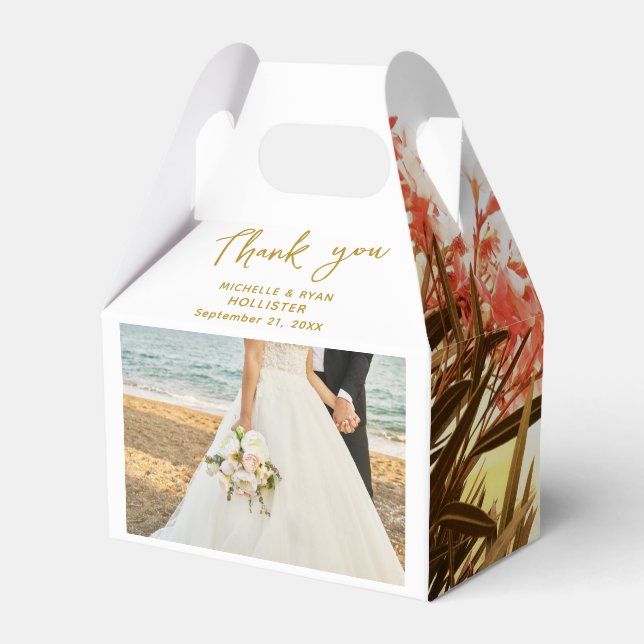 Orange Oleander Flowers Photo Wedding Thank you  Favour Box (Front Side)
