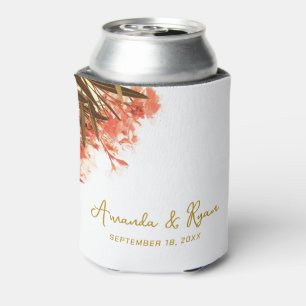 Orange Oleander Flowers Wedding Celebration Can Cooler
