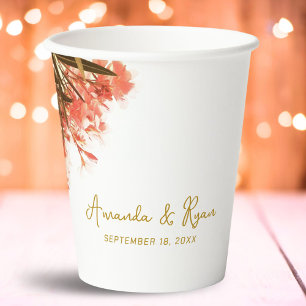 Orange Oleander Flowers Wedding Celebration Paper Cups