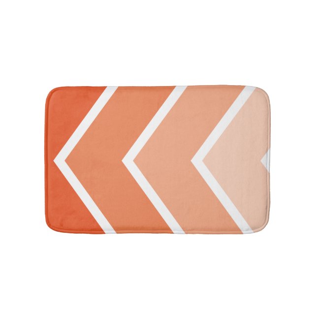 Orange Ombré Chevron Stripes Pattern Bath Mat (Front)